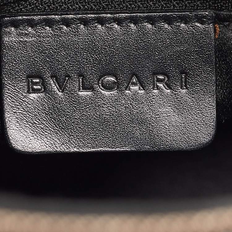 Pre Owned Bvlgari Black Macadam Denim and Leather Cylinder Bag
