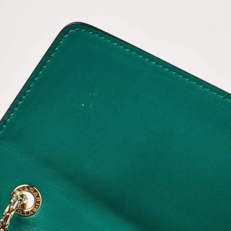 Pre Owned Bvlgari Green Leather Large Serpenti Forever Shoulder Bag