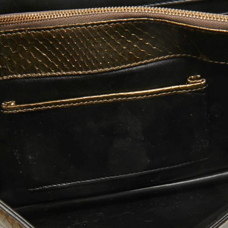 Pre Owned Bvlgari Olive Green Python Medium Serpenti Forever Shoulder Bag