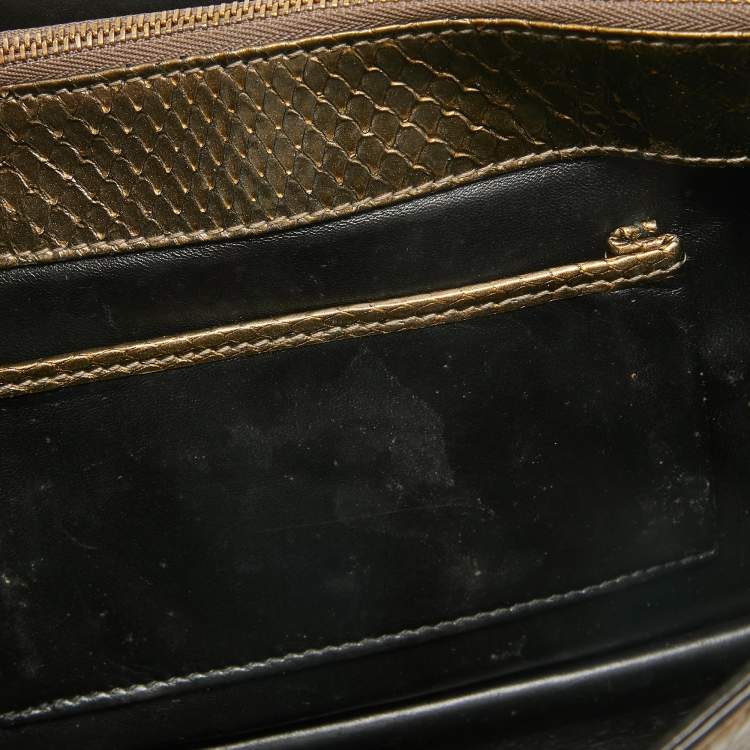 Pre Owned Bvlgari Olive Green Python Medium Serpenti Forever Shoulder Bag