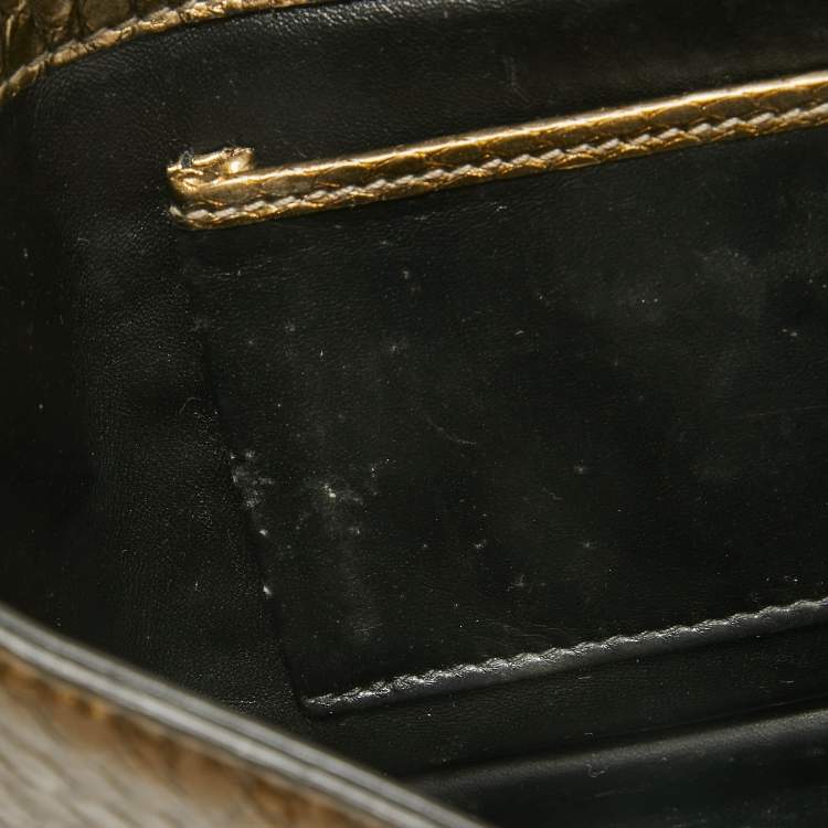Pre Owned Bvlgari Olive Green Python Medium Serpenti Forever Shoulder Bag