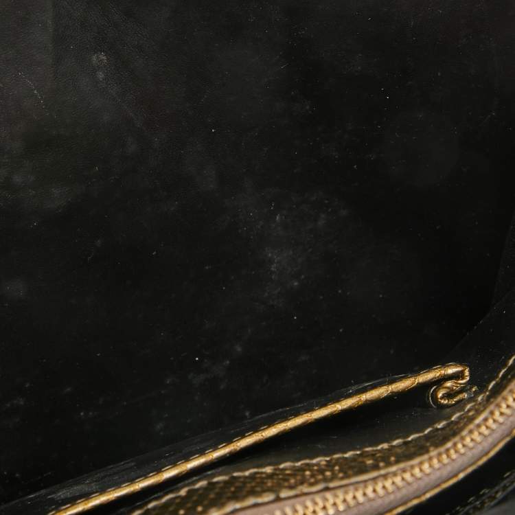 Pre Owned Bvlgari Olive Green Python Medium Serpenti Forever Shoulder Bag