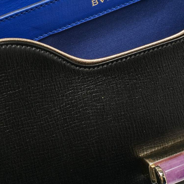 Pre Owned Bvlgari Black/Blue Leather Icona Shoulder Bag