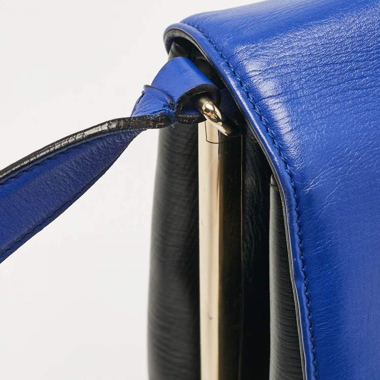 Pre Owned Bvlgari Black/Blue Leather Icona Shoulder Bag