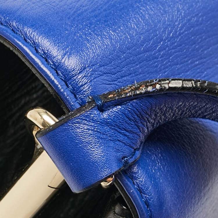 Pre Owned Bvlgari Black/Blue Leather Icona Shoulder Bag