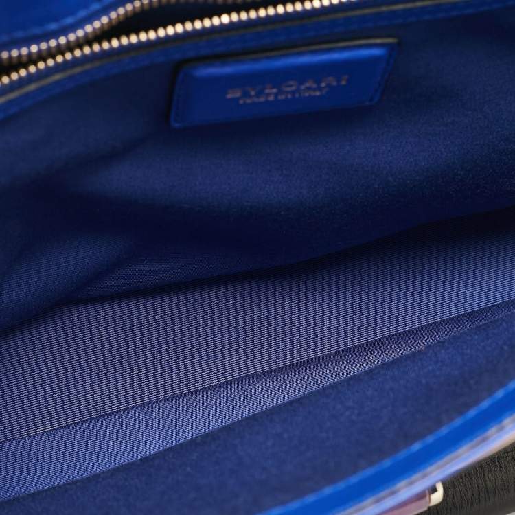 Pre Owned Bvlgari Black/Blue Leather Icona Shoulder Bag