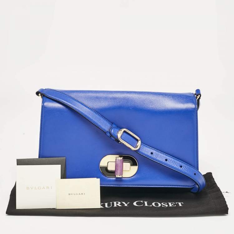 Pre Owned Bvlgari Black/Blue Leather Icona Shoulder Bag