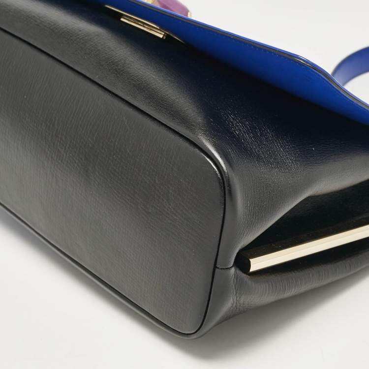 Pre Owned Bvlgari Black/Blue Leather Icona Shoulder Bag