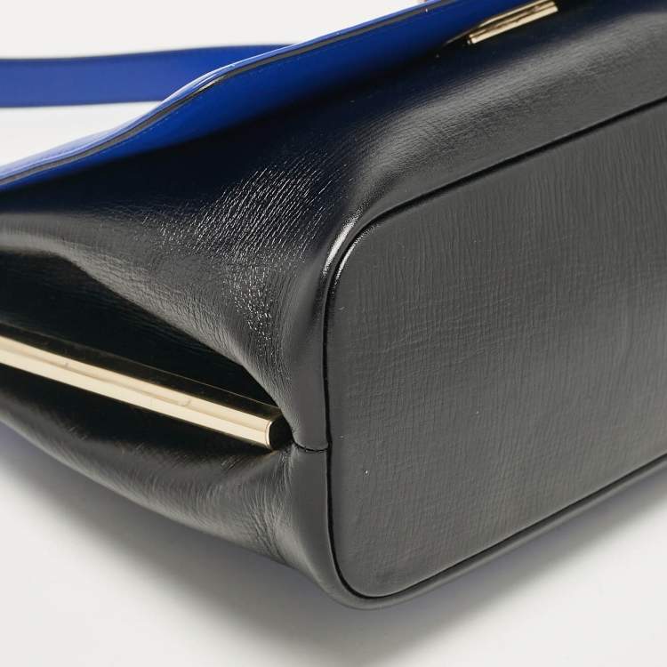 Pre Owned Bvlgari Black/Blue Leather Icona Shoulder Bag