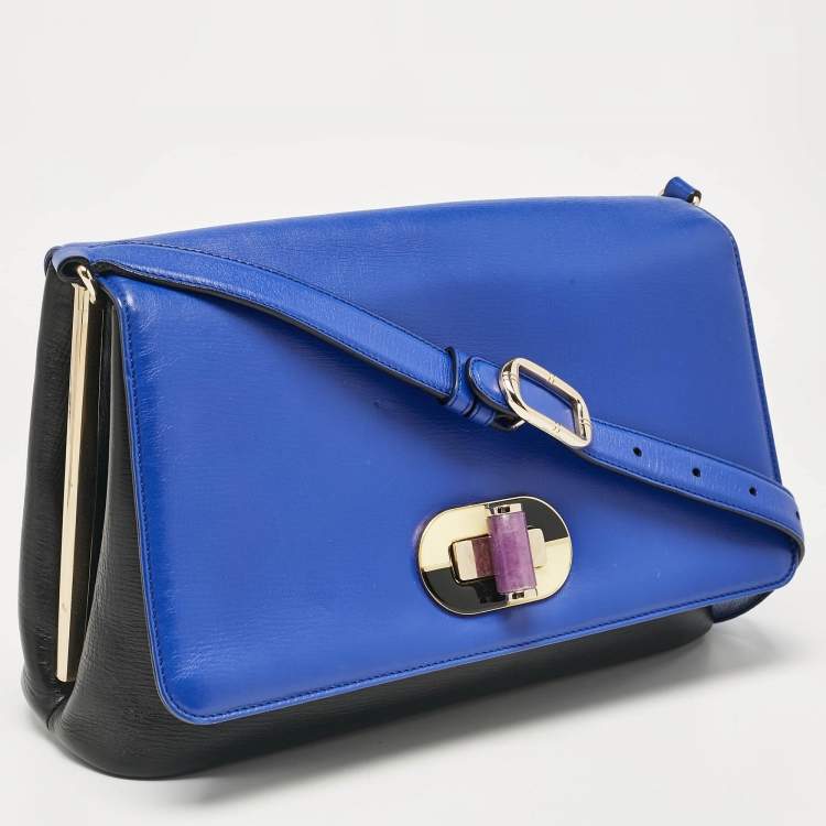 Pre Owned Bvlgari Black/Blue Leather Icona Shoulder Bag