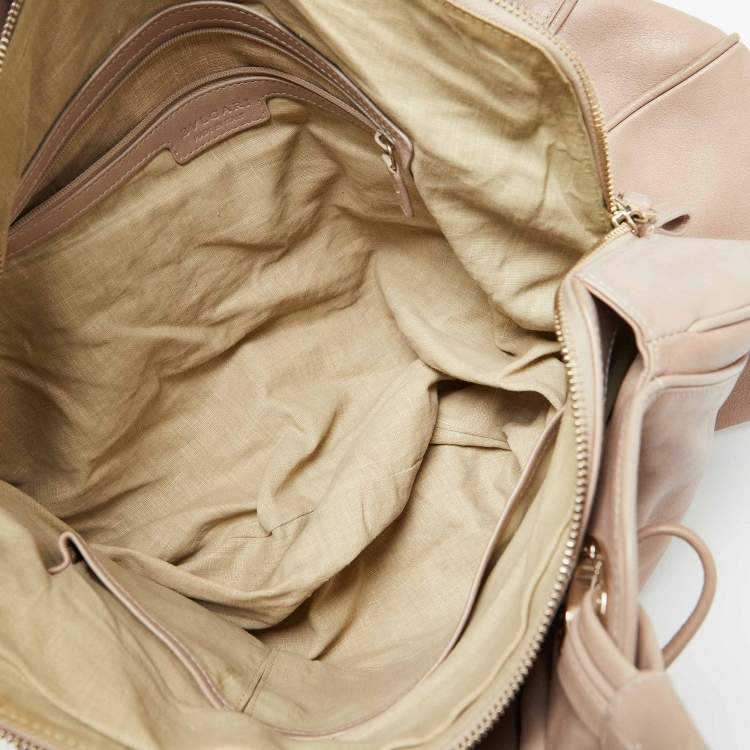 Pre Owned Bvlgari Beige Leather Ruched Hobo