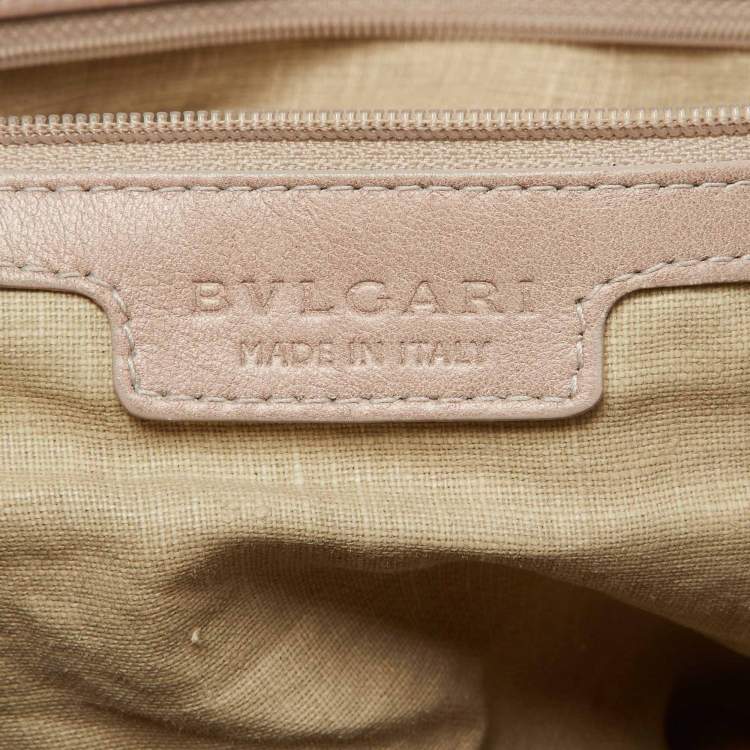 Pre Owned Bvlgari Beige Leather Ruched Hobo