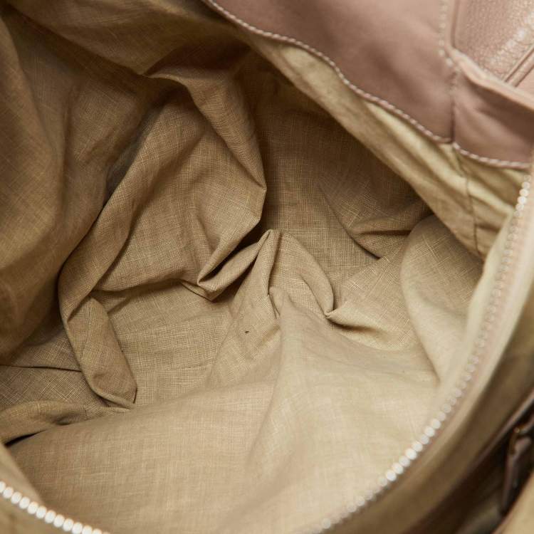Pre Owned Bvlgari Beige Leather Ruched Hobo