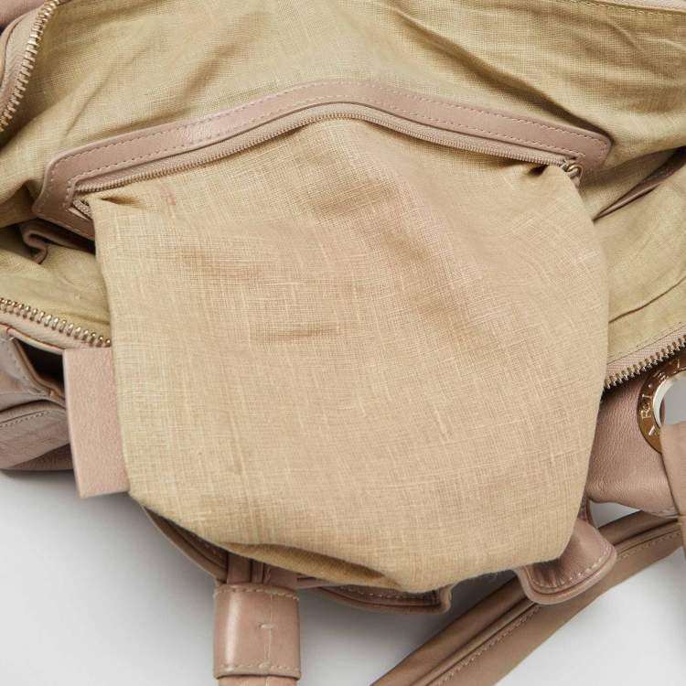 Pre Owned Bvlgari Beige Leather Ruched Hobo