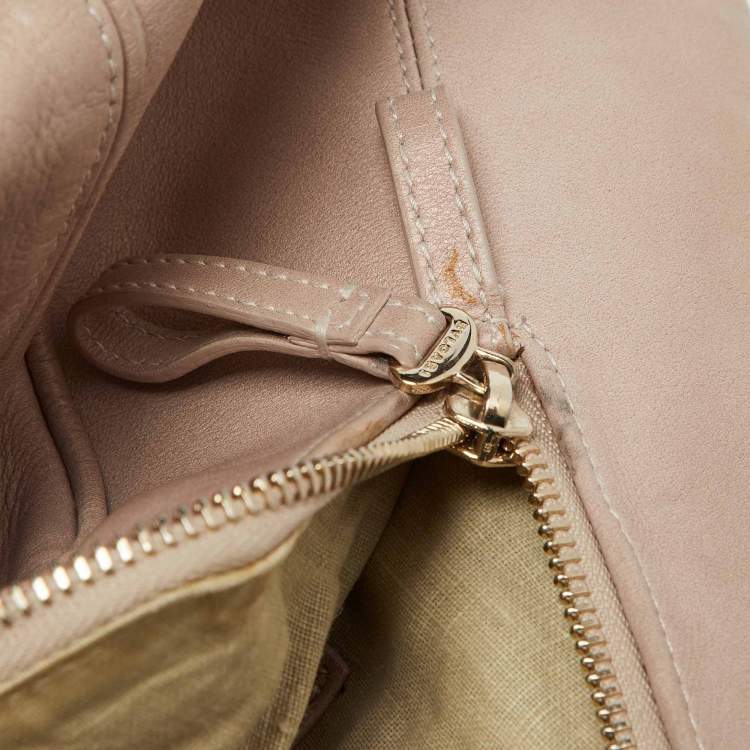 Pre Owned Bvlgari Beige Leather Ruched Hobo