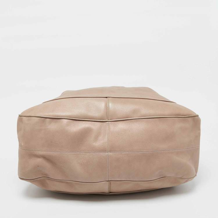 Pre Owned Bvlgari Beige Leather Ruched Hobo