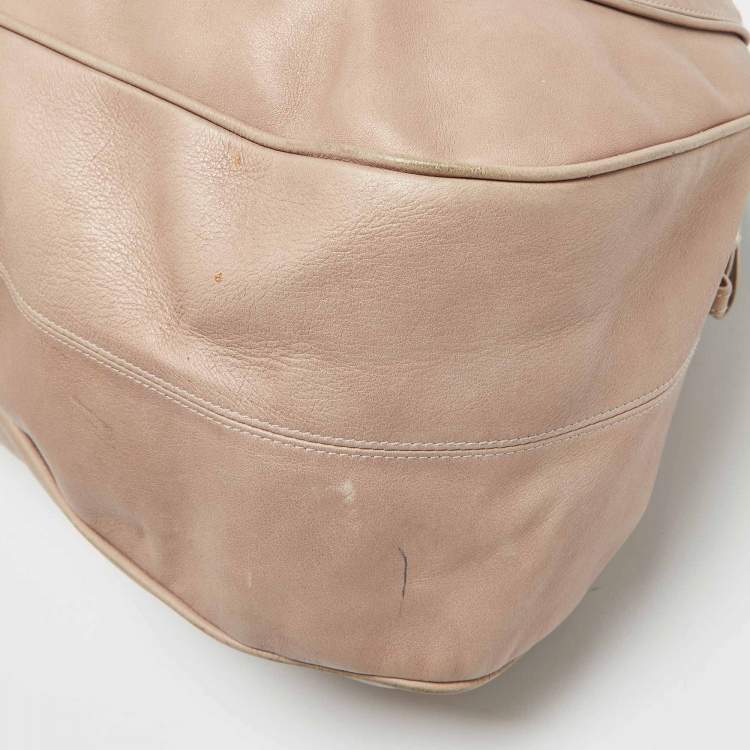 Pre Owned Bvlgari Beige Leather Ruched Hobo