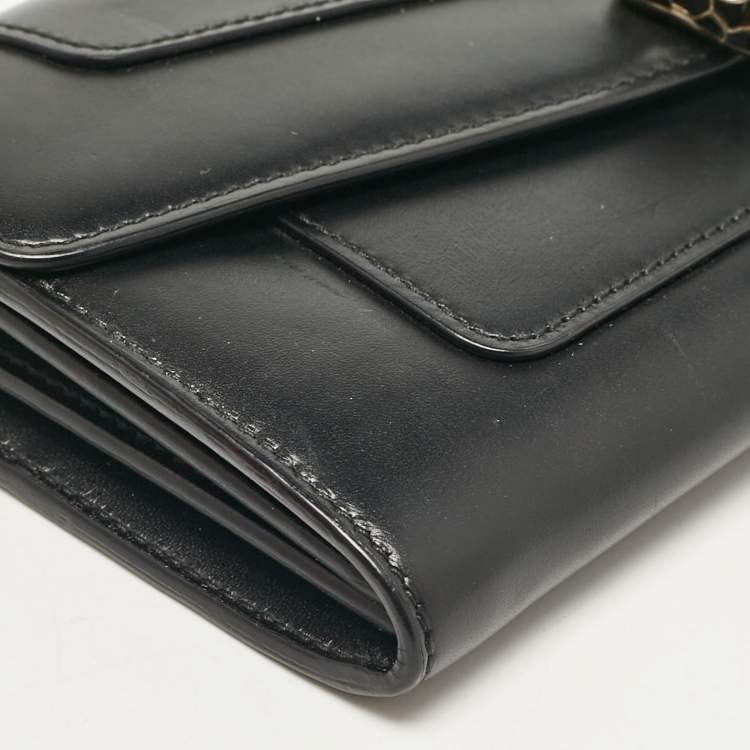 Pre Owned Bvlgari Black Leather Serpenti Forever Continental Wallet