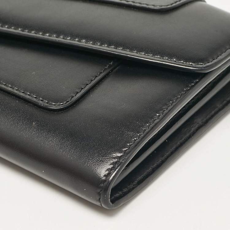 Pre Owned Bvlgari Black Leather Serpenti Forever Continental Wallet