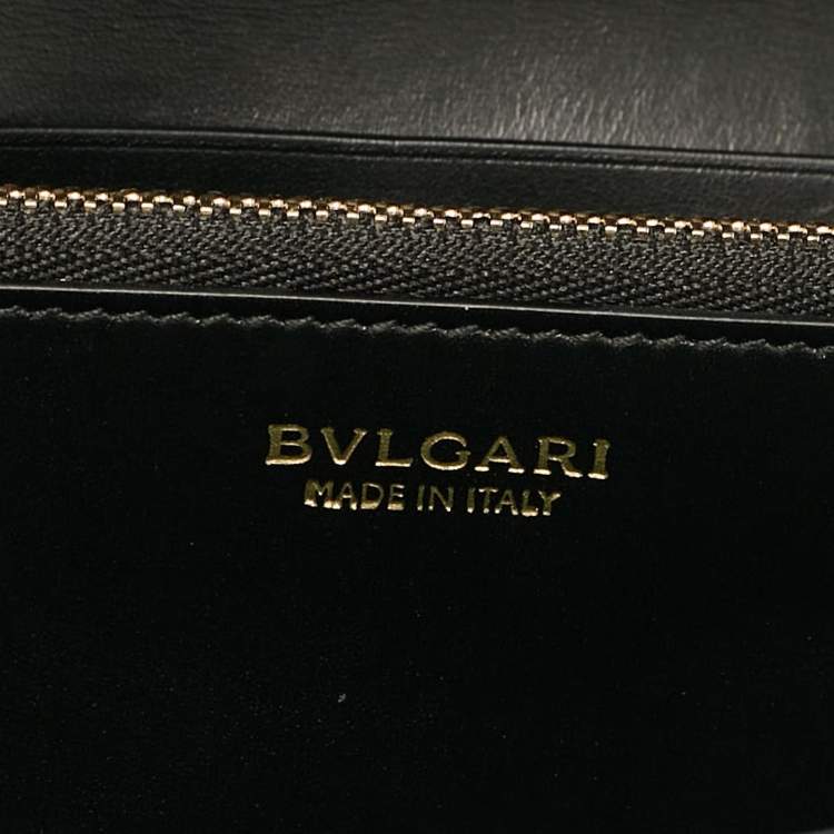 Pre Owned Bvlgari Black Leather Serpenti Forever Continental Wallet