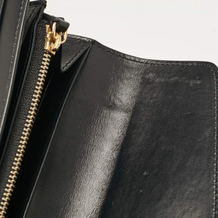 Pre Owned Bvlgari Black Leather Serpenti Forever Continental Wallet