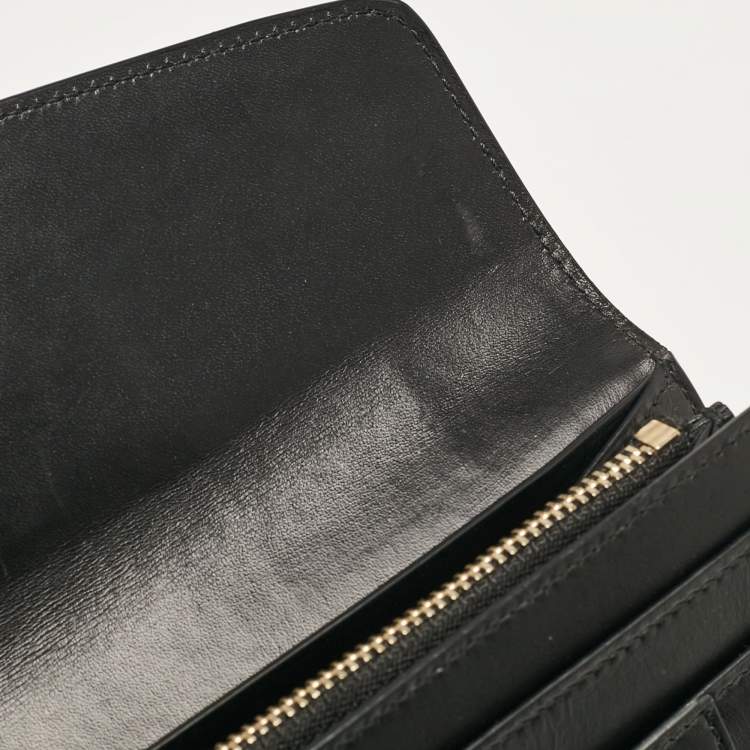 Pre Owned Bvlgari Black Leather Serpenti Forever Continental Wallet