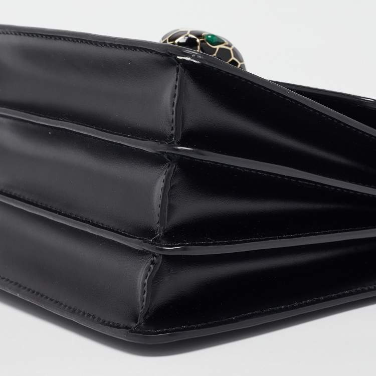 Pre Owned Bvlgari Black Leather Small Serpenti Forever Top Handle Bag