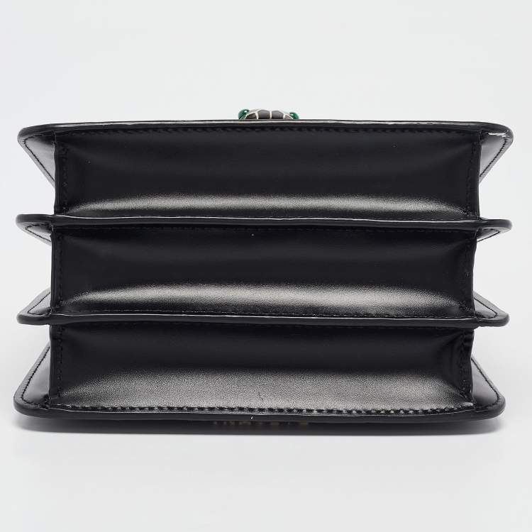 Pre Owned Bvlgari Black Leather Small Serpenti Forever Top Handle Bag
