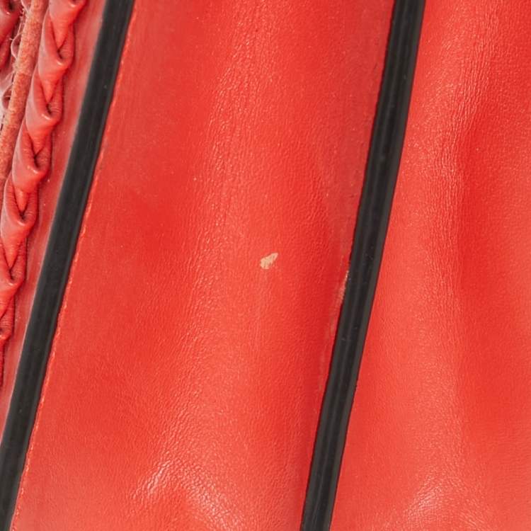 Pre Owned Bvlgari Red Leather Plisse Serpenti Forever Shoulder Bag