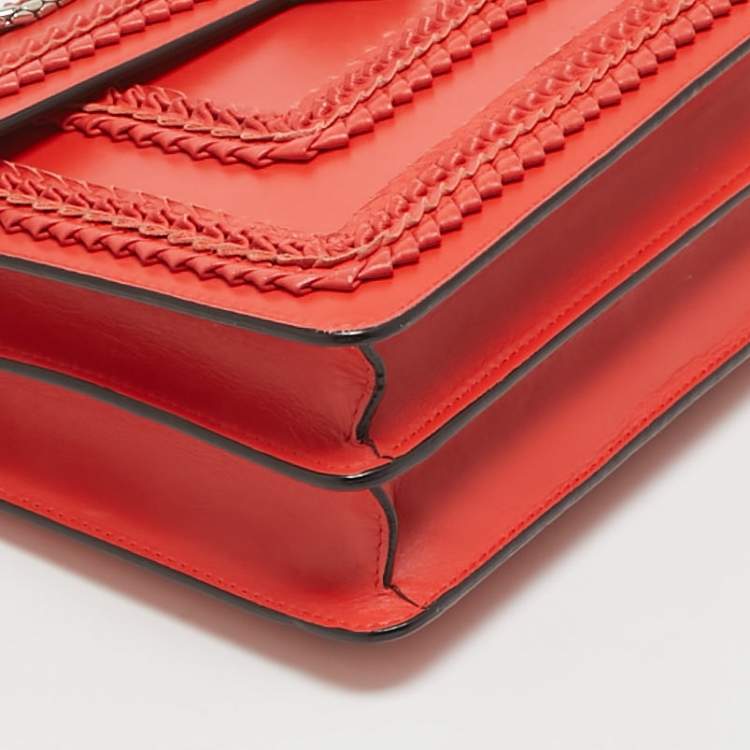 Pre Owned Bvlgari Red Leather Plisse Serpenti Forever Shoulder Bag