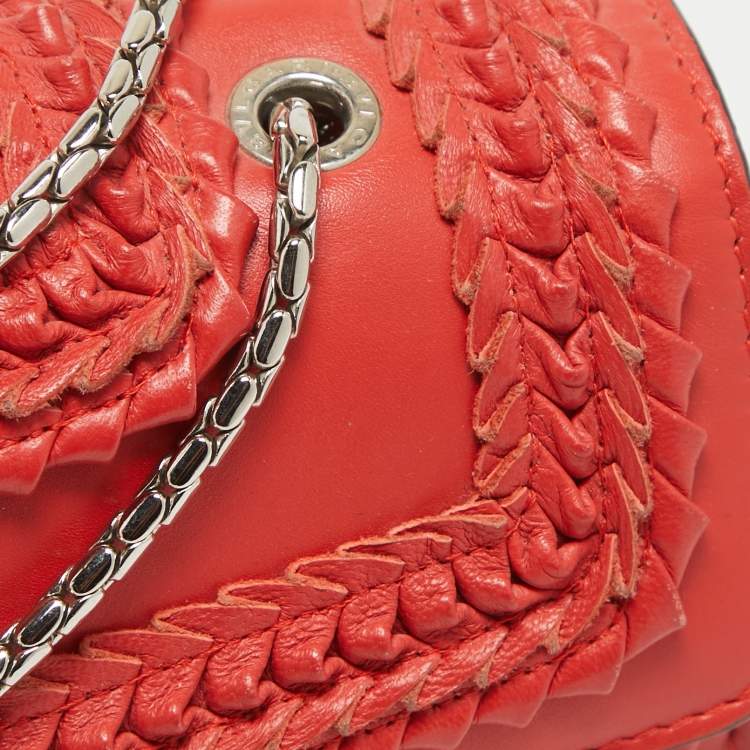 Pre Owned Bvlgari Red Leather Plisse Serpenti Forever Shoulder Bag
