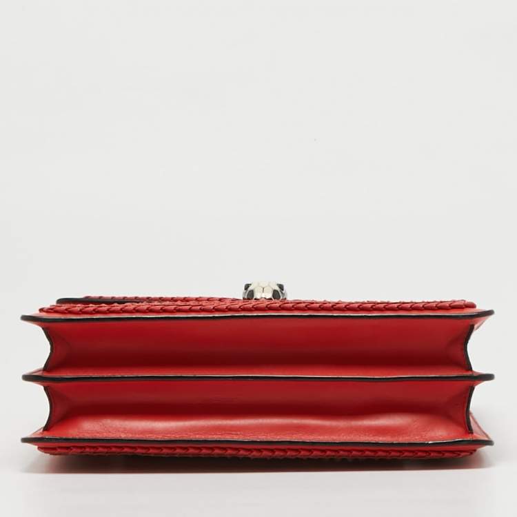 Pre Owned Bvlgari Red Leather Plisse Serpenti Forever Shoulder Bag