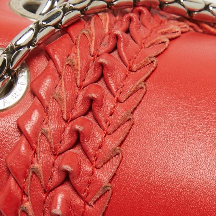 Pre Owned Bvlgari Red Leather Plisse Serpenti Forever Shoulder Bag