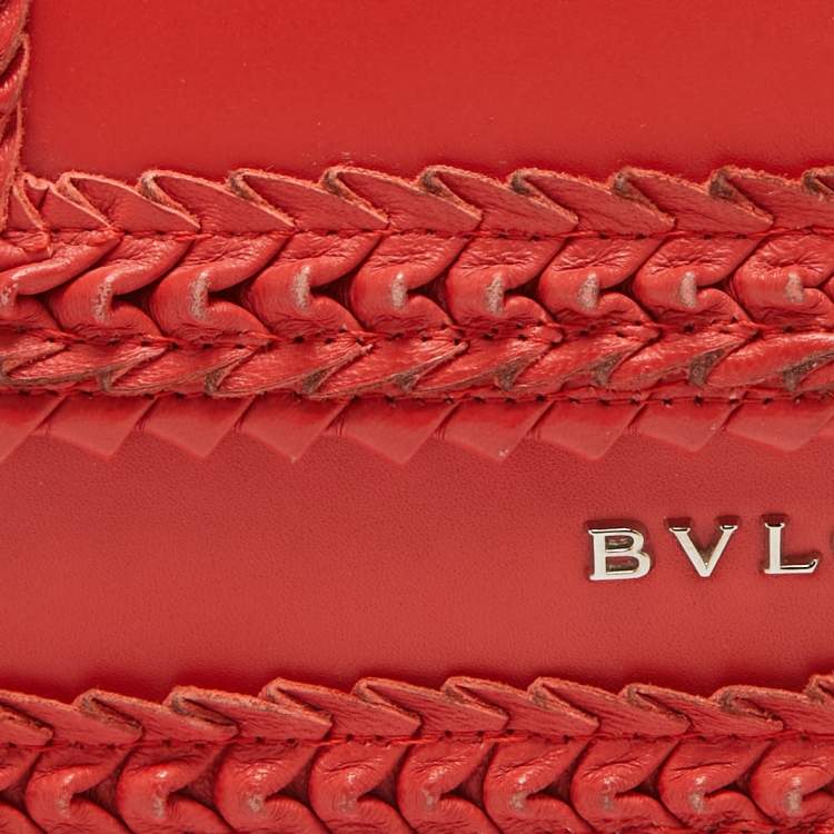 Pre Owned Bvlgari Red Leather Plisse Serpenti Forever Shoulder Bag