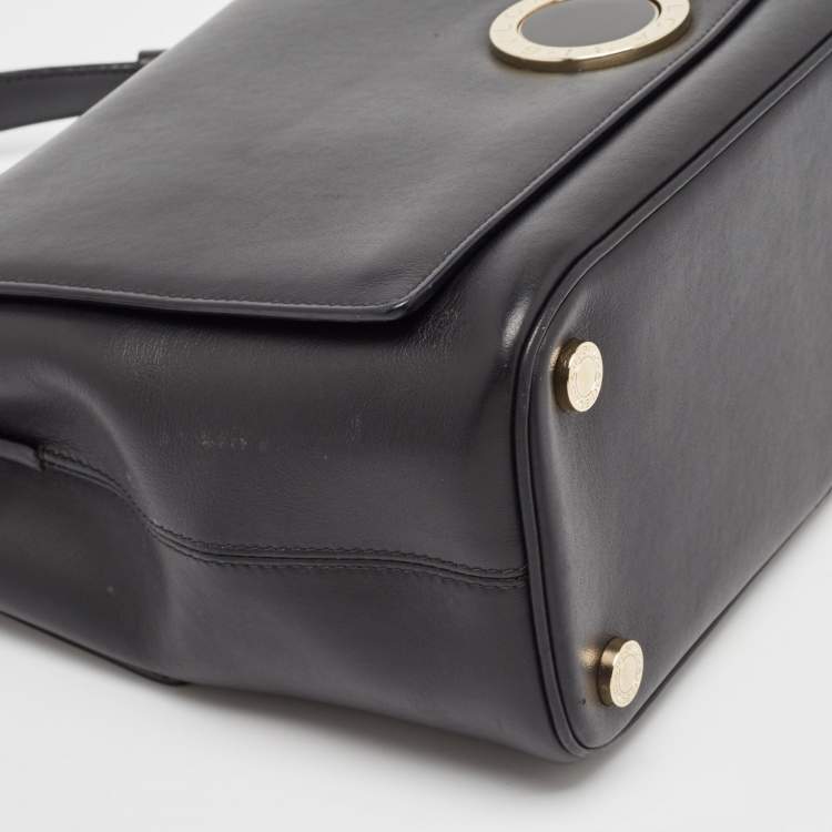 Pre Owned Bvlgari Black Leather Duet Top Handle Bag