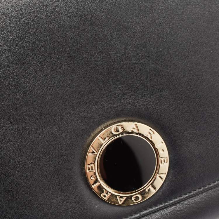 Pre Owned Bvlgari Black Leather Duet Top Handle Bag
