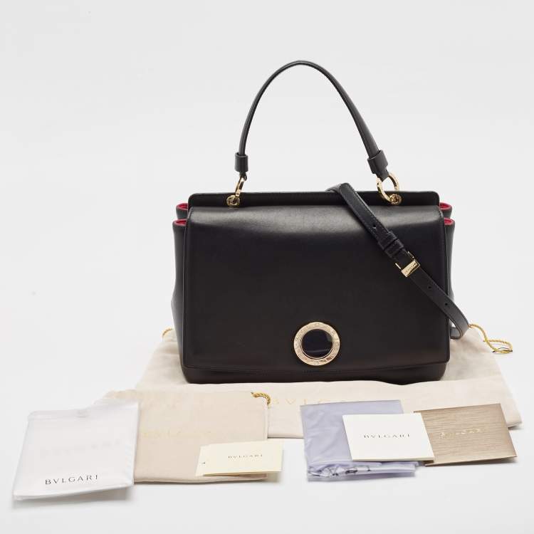 Pre Owned Bvlgari Black Leather Duet Top Handle Bag