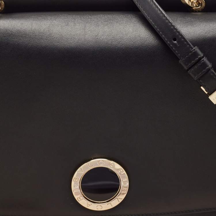 Pre Owned Bvlgari Black Leather Duet Top Handle Bag