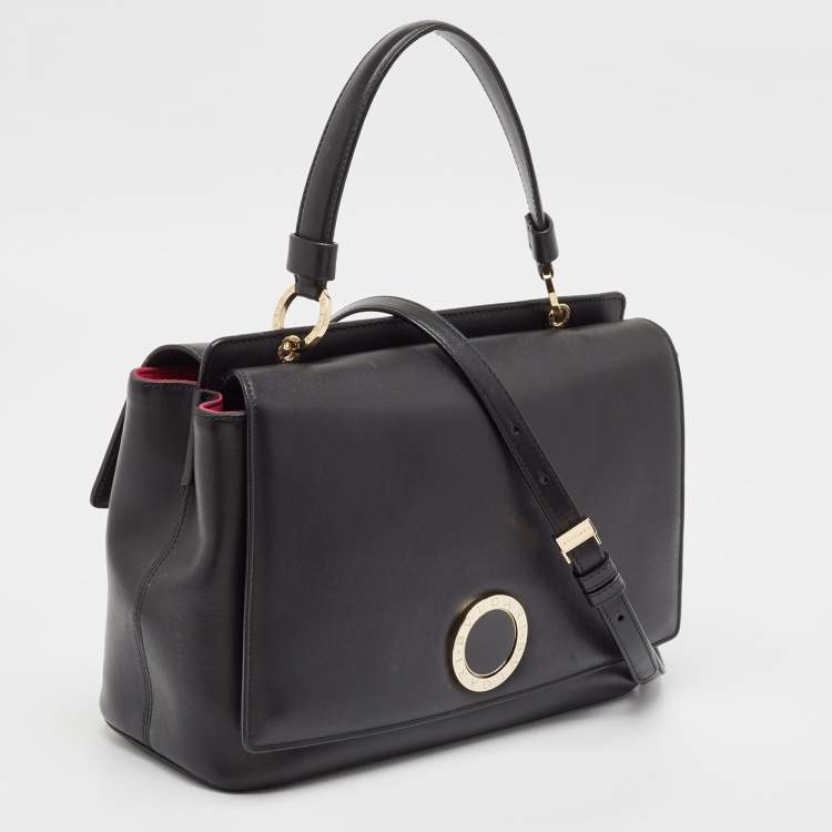 Pre Owned Bvlgari Black Leather Duet Top Handle Bag
