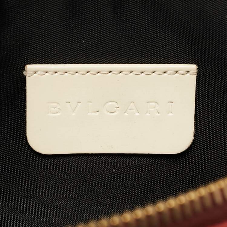 Pre Owned Bvlgari Multicolor Logo Print Fabric and Leather Baguette Bag