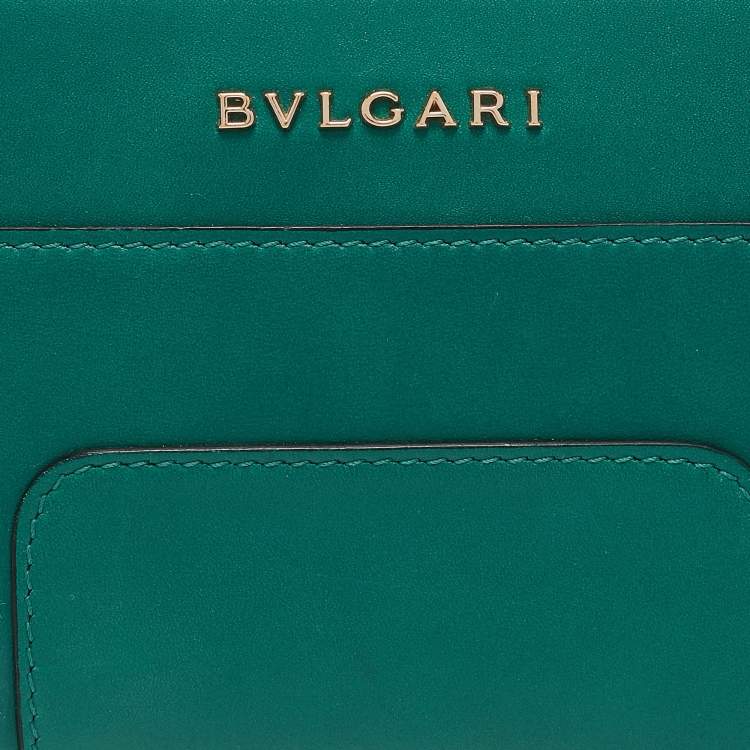 Pre Owned Bvlgari Green Leather Serpenti Forever Zip Around Wallet 