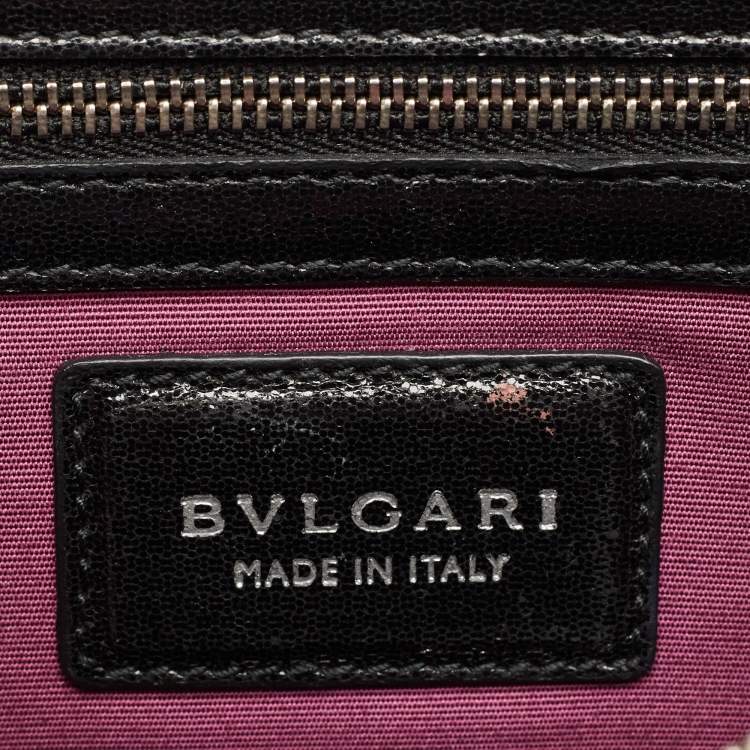 Pre Owned Bvlgari Black Leather and Patent Leather Medium Serpenti Forever Flap Shoulder Bag