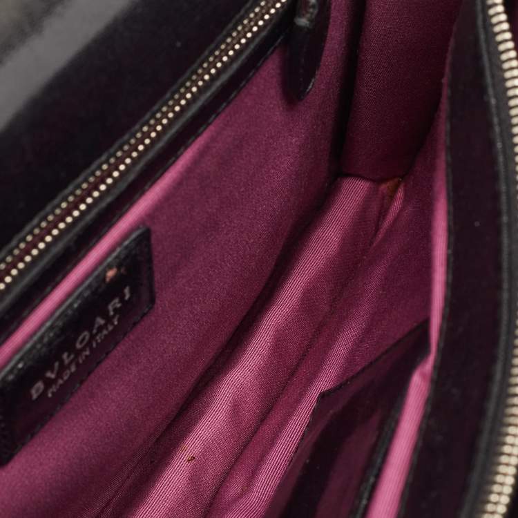 Pre Owned Bvlgari Black Leather and Patent Leather Medium Serpenti Forever Flap Shoulder Bag