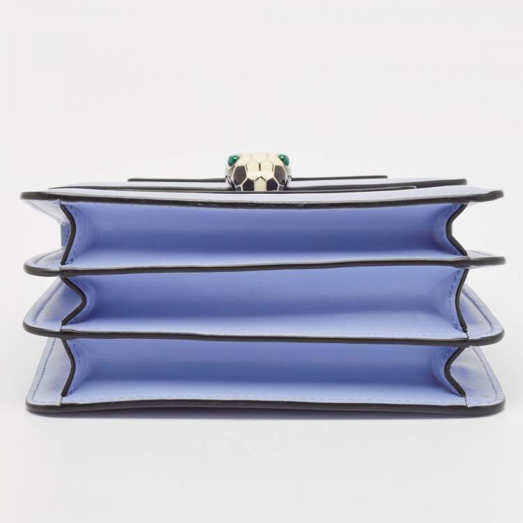 Pre Owned Bvlgari Light Blue Leather Small Serpenti Forever Top Handle Bag