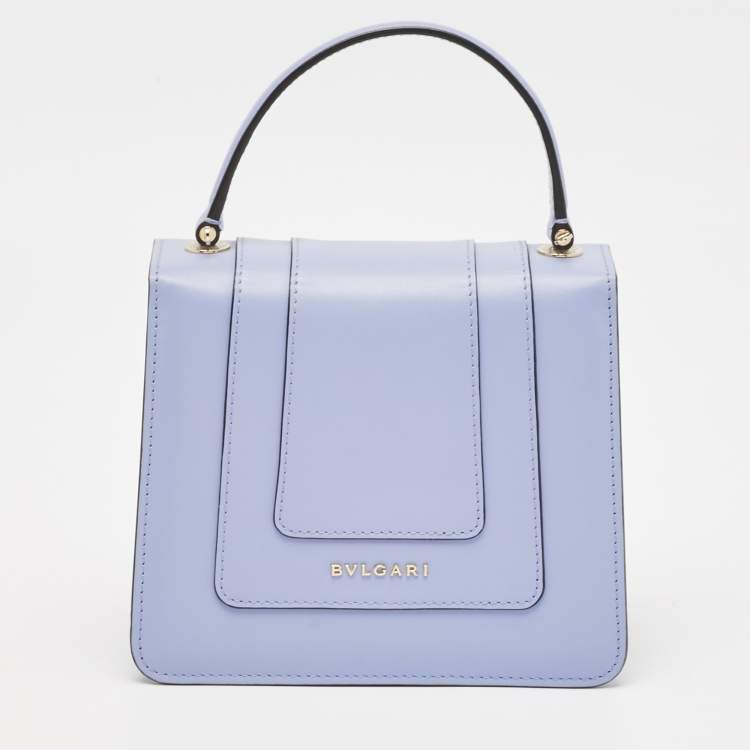 Pre Owned Bvlgari Light Blue Leather Small Serpenti Forever Top Handle Bag