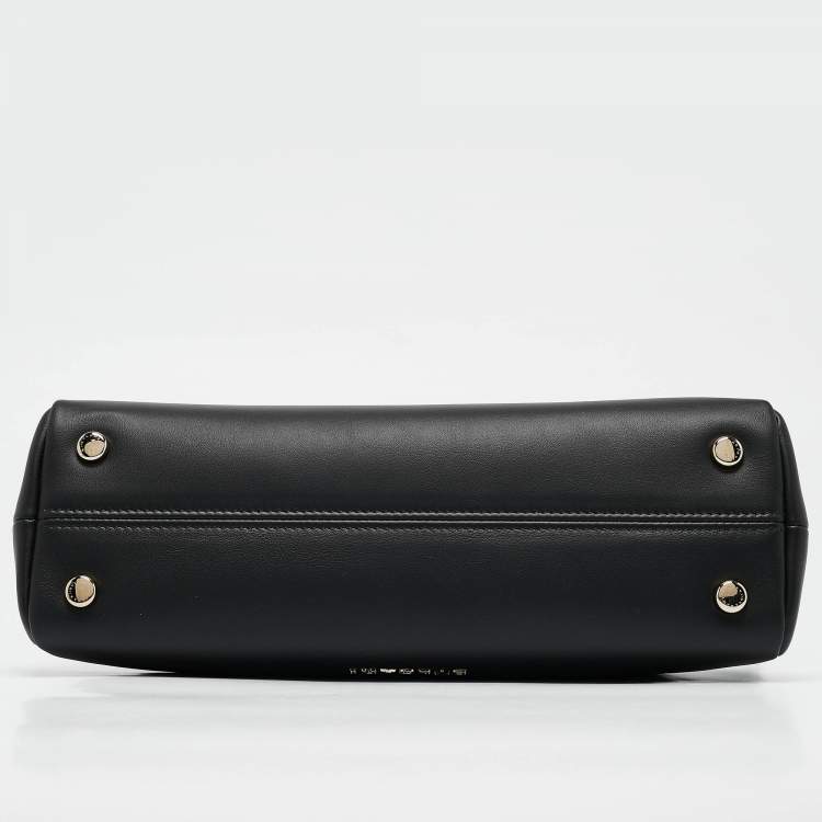Pre Owned Bvlgari Black Leather Serpentine Top Handle Bag