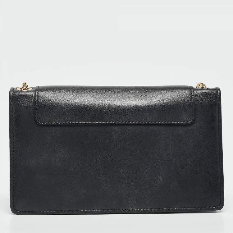Pre Owned Bvlgari Black Leather Serpenti Wallet On Chain