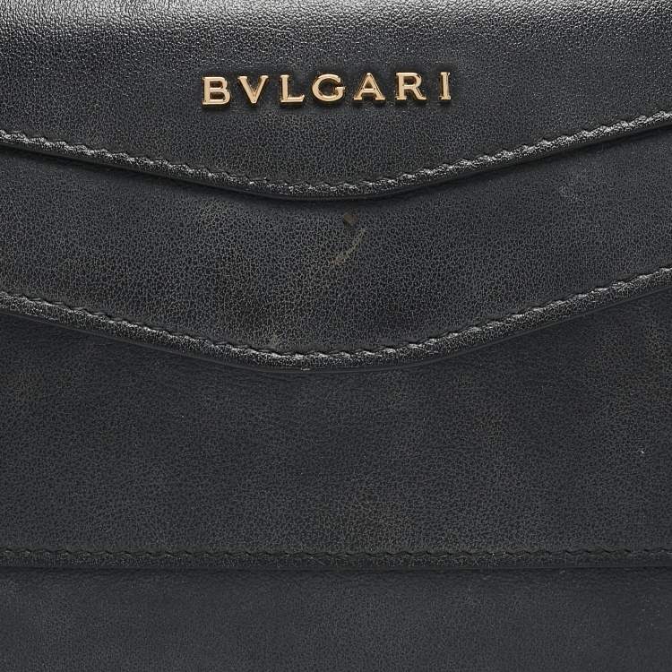 Pre Owned Bvlgari Black Leather Serpenti Wallet On Chain