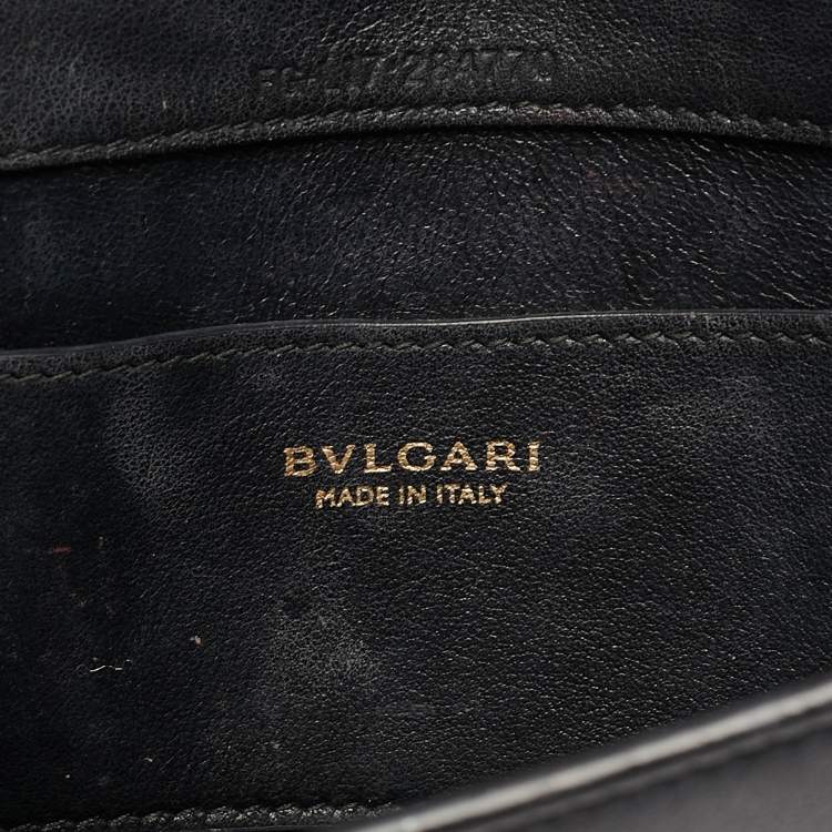 Pre Owned Bvlgari Black Leather Serpenti Wallet On Chain