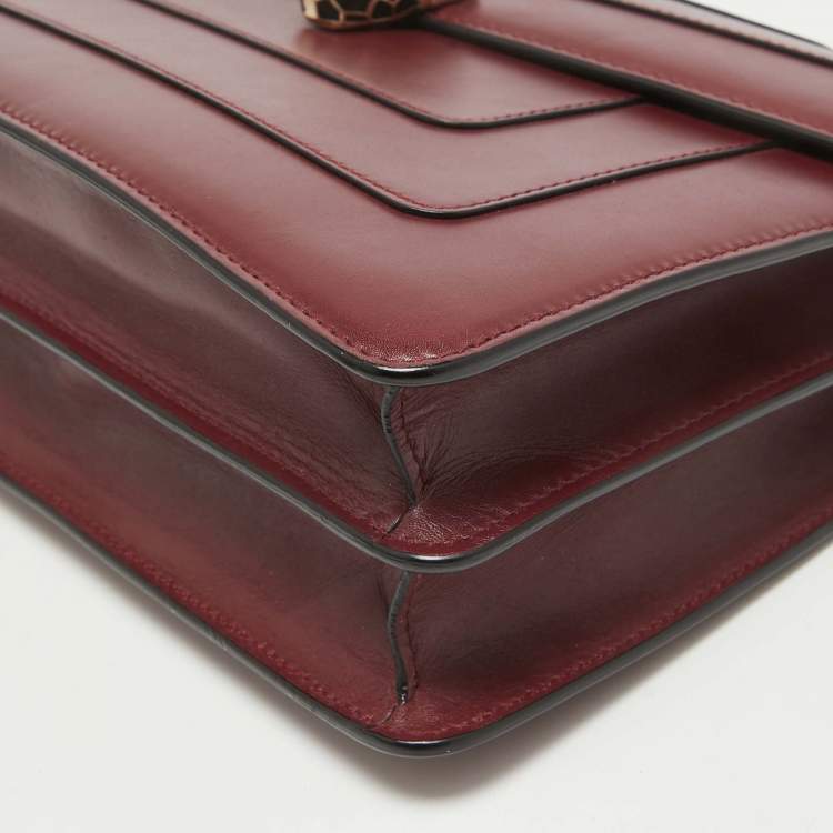 Pre Owned Bvlgari Bugundy Leather Medium Serpenti Forever Shoulder Bag